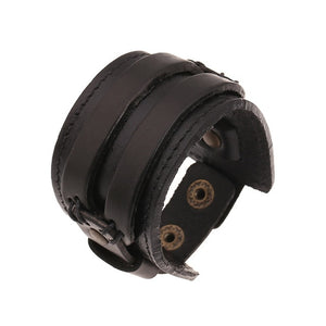 Naiveroo Vintage Wide Cuff Leather Male Bracelet Punk Rock Jewelry Cowhide Leather Bracelet & Bangle Men Jewelry Wristbands