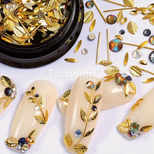 Load image into Gallery viewer, 1 Jar  gold silver bar metal 3d nail art decorations caviar beads rhinestones bullion strass nails accessories manicure tool
