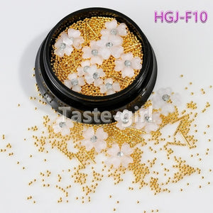 1 Jar  gold silver bar metal 3d nail art decorations caviar beads rhinestones bullion strass nails accessories manicure tool