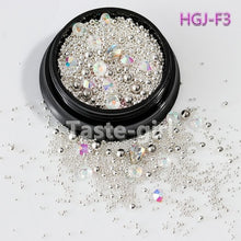 Load image into Gallery viewer, 1 Jar  gold silver bar metal 3d nail art decorations caviar beads rhinestones bullion strass nails accessories manicure tool
