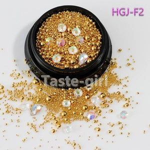 1 Jar  gold silver bar metal 3d nail art decorations caviar beads rhinestones bullion strass nails accessories manicure tool