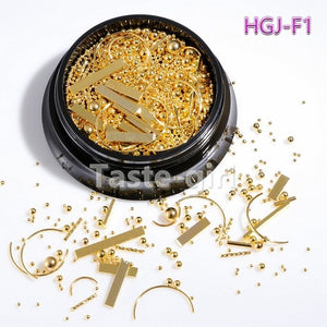 1 Jar  gold silver bar metal 3d nail art decorations caviar beads rhinestones bullion strass nails accessories manicure tool