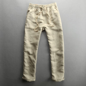 Men 2019 Summer Fashion Brand Solid Color Cotton Linen Thin Straight Pants Male Casual Loose Simple Trousers Blue Khaki Pants