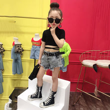 Load image into Gallery viewer, Summer girls t shirt baby crop top kids short tee children streetwear clothes fashion crop bandage lacing 2 to 12 yrs
