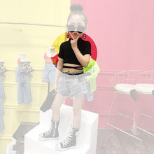 Load image into Gallery viewer, Summer girls t shirt baby crop top kids short tee children streetwear clothes fashion crop bandage lacing 2 to 12 yrs

