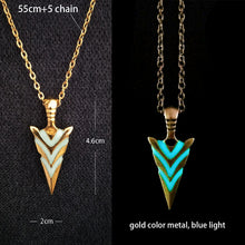 Load image into Gallery viewer, Luminous Glowing Arrow Pendant Necklace Knight Spear Necklace Glow In The Dark Pike Necklace for Women Men Halloween Gift
