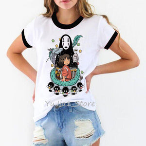 totoro Spirit Away t shirt women Studio Ghibli femme Japanese Anime cartoon tshirt t-shirt Miyazaki Hayao clothes female kawaii