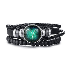 Load image into Gallery viewer, Vnox Aries 12 Horoscope Multi-layer Leather Rope Bracelets for Men Women Gifts Vintage pulseira Jewelry
