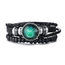 Load image into Gallery viewer, Vnox Aries 12 Horoscope Multi-layer Leather Rope Bracelets for Men Women Gifts Vintage pulseira Jewelry
