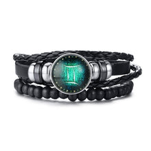 Load image into Gallery viewer, Vnox Aries 12 Horoscope Multi-layer Leather Rope Bracelets for Men Women Gifts Vintage pulseira Jewelry
