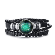 Load image into Gallery viewer, Vnox Aries 12 Horoscope Multi-layer Leather Rope Bracelets for Men Women Gifts Vintage pulseira Jewelry
