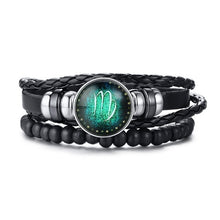 Load image into Gallery viewer, Vnox Aries 12 Horoscope Multi-layer Leather Rope Bracelets for Men Women Gifts Vintage pulseira Jewelry
