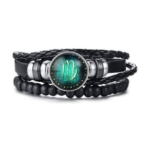 Vnox Aries 12 Horoscope Multi-layer Leather Rope Bracelets for Men Women Gifts Vintage pulseira Jewelry