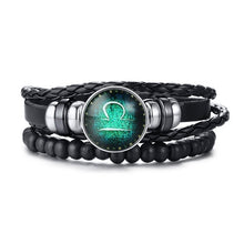 Load image into Gallery viewer, Vnox Aries 12 Horoscope Multi-layer Leather Rope Bracelets for Men Women Gifts Vintage pulseira Jewelry
