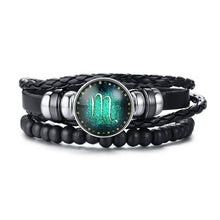 Load image into Gallery viewer, Vnox Aries 12 Horoscope Multi-layer Leather Rope Bracelets for Men Women Gifts Vintage pulseira Jewelry
