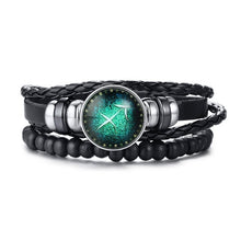 Load image into Gallery viewer, Vnox Aries 12 Horoscope Multi-layer Leather Rope Bracelets for Men Women Gifts Vintage pulseira Jewelry
