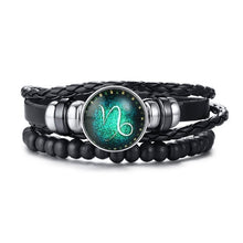 Load image into Gallery viewer, Vnox Aries 12 Horoscope Multi-layer Leather Rope Bracelets for Men Women Gifts Vintage pulseira Jewelry
