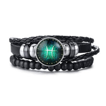 Load image into Gallery viewer, Vnox Aries 12 Horoscope Multi-layer Leather Rope Bracelets for Men Women Gifts Vintage pulseira Jewelry
