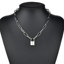 Load image into Gallery viewer, Hip Hop Multi Layers chain necklace with heart lock women/men punk rock padlock pendant necklace emo grunge Goth jewelry
