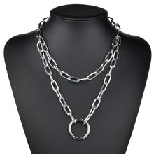 Load image into Gallery viewer, Hip Hop Multi Layers chain necklace with heart lock women/men punk rock padlock pendant necklace emo grunge Goth jewelry

