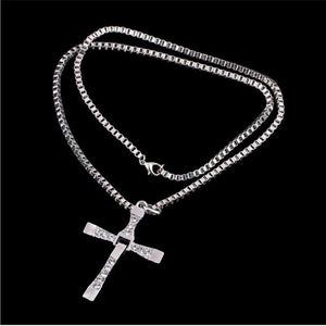 GHRQX Hot Sell The Movie Fast and Furious Pendant Necklace dominic toretto cross Men's Pendants For Men Jewelry Crystal Necklace