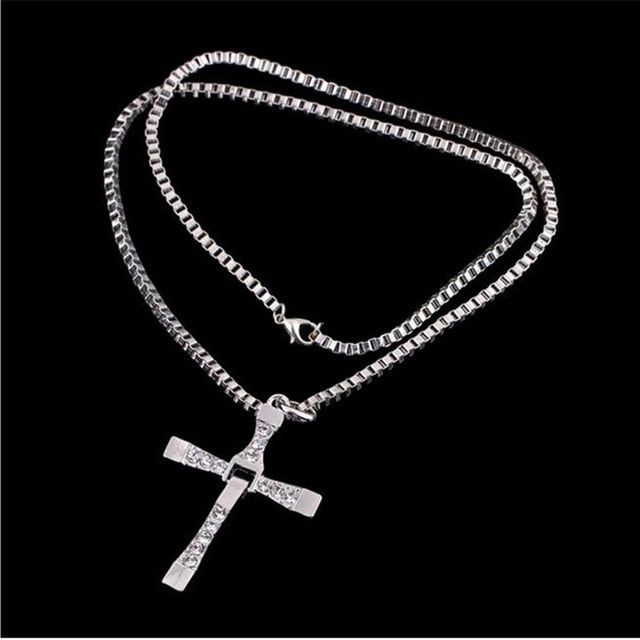 GHRQX Hot Sell The Movie Fast and Furious Pendant Necklace dominic toretto cross Men's Pendants For Men Jewelry Crystal Necklace
