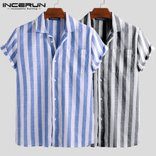 Load image into Gallery viewer, INCERUN Striped Casual Shirt Men Short Sleeve Button Up 2020 Summer Leisure Fashion Brand Shirts Men Camisa Masculina Streetwear

