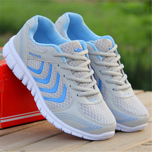Fast delivery Women casual shoes fashion breathable Walking mesh lace up flat shoes sneakers women 2020 tenis feminino