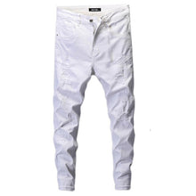 Load image into Gallery viewer, Ripped Jeans for Men Skinny White Jeans Stretch Denim Pants Jeans Mens Jeans Brand Streetwear Biker Jeans Male Hip hop Size 42
