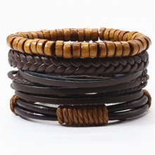 Load image into Gallery viewer, Taichi Khaki Black Beads Wristband Multilayer Leather Bracelets Set Men Bracelets Women Homme Fashion Jewelry Accessories
