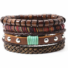Load image into Gallery viewer, Taichi Khaki Black Beads Wristband Multilayer Leather Bracelets Set Men Bracelets Women Homme Fashion Jewelry Accessories
