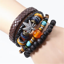 Load image into Gallery viewer, Taichi Khaki Black Beads Wristband Multilayer Leather Bracelets Set Men Bracelets Women Homme Fashion Jewelry Accessories
