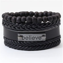 Load image into Gallery viewer, Taichi Khaki Black Beads Wristband Multilayer Leather Bracelets Set Men Bracelets Women Homme Fashion Jewelry Accessories

