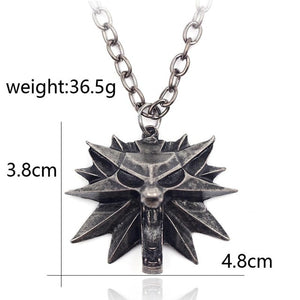 2018 Game Jewelry 3 Wild Wolf Head Necklace Men Collier Medallion Wizard Wolf Wild Hunt 3 Wizard Figure Game Graduation Gifts