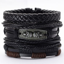 Load image into Gallery viewer, Black Taichi  Feather Men Bracelets 5pcs/set Wristband Fashion Rope Wrap Cuff Bangle Leather Bracelets Women Jewelry Accessories
