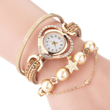 Load image into Gallery viewer, Hot Sale Women Bracelet Watches With Pearl Pendant  Luxury Ladies Leather Quartz Rhinestone Wristwatches Clock Zegarek Damski
