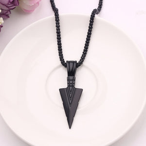 Men's  Design Matte Black Long Necklace with Arrow Pendant Jewelry Chain Hip Hop Punk Rock Christmas Halloween Gift For Men Wome