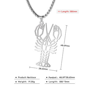 Teamer Wolf Necklace for Men Women Punk Stainless Steel Animal Pendant Necklaces Beer Cat Rabbit Box Chain Amulet Jewelry Gift