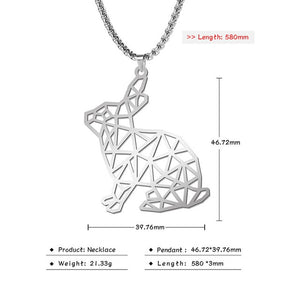 Teamer Wolf Necklace for Men Women Punk Stainless Steel Animal Pendant Necklaces Beer Cat Rabbit Box Chain Amulet Jewelry Gift