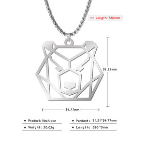 Teamer Wolf Necklace for Men Women Punk Stainless Steel Animal Pendant Necklaces Beer Cat Rabbit Box Chain Amulet Jewelry Gift