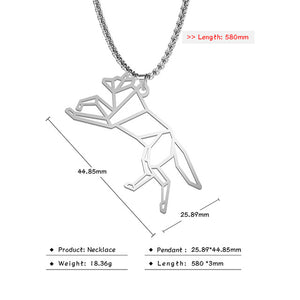 Teamer Wolf Necklace for Men Women Punk Stainless Steel Animal Pendant Necklaces Beer Cat Rabbit Box Chain Amulet Jewelry Gift