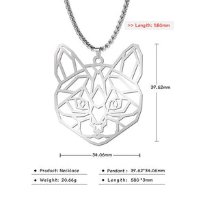 Teamer Wolf Necklace for Men Women Punk Stainless Steel Animal Pendant Necklaces Beer Cat Rabbit Box Chain Amulet Jewelry Gift