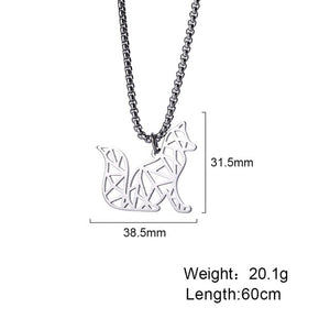 Teamer Wolf Necklace for Men Women Punk Stainless Steel Animal Pendant Necklaces Beer Cat Rabbit Box Chain Amulet Jewelry Gift