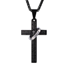 Load image into Gallery viewer, Retro Christian Jesus Single Titanium Scripture Cross Necklace Stainless Steel Black Prayer Choker Cross Pendants For Men Colar
