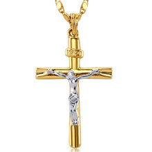 Load image into Gallery viewer, Retro Christian Jesus Single Titanium Scripture Cross Necklace Stainless Steel Black Prayer Choker Cross Pendants For Men Colar
