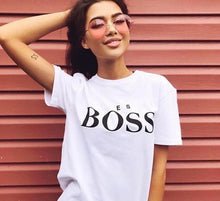 Load image into Gallery viewer, Yes Boss Letter Print T Shirt Women Short Sleeve O Neck Loose Tshirt 2019 Summer Women Tee Shirt Tops Camisetas Mujer

