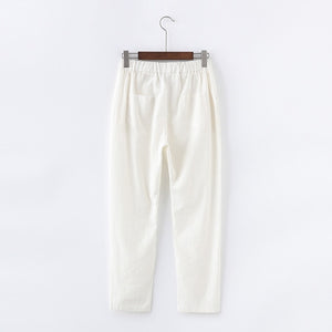 Lace Up Summer Pants Women Sweatpants Pantalon Femme Candy Colors Cotton Linen Harem Pants Casual Plus Size Trousers Women C5212