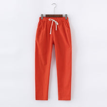 Load image into Gallery viewer, Lace Up Summer Pants Women Sweatpants Pantalon Femme Candy Colors Cotton Linen Harem Pants Casual Plus Size Trousers Women C5212
