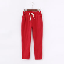 Load image into Gallery viewer, Lace Up Summer Pants Women Sweatpants Pantalon Femme Candy Colors Cotton Linen Harem Pants Casual Plus Size Trousers Women C5212
