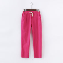 Load image into Gallery viewer, Lace Up Summer Pants Women Sweatpants Pantalon Femme Candy Colors Cotton Linen Harem Pants Casual Plus Size Trousers Women C5212
